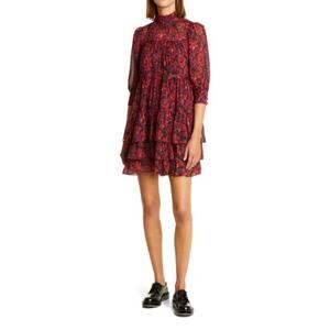 NWT Cinq a Sept Stargazer Lilies Riva Tiered Floral High Neck Mini Dress 2